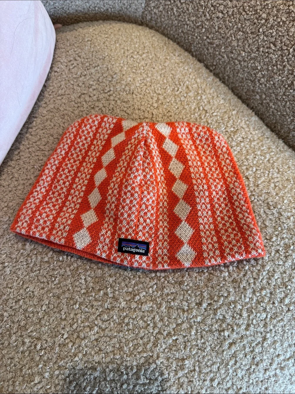 Patagonia Baby Animal Friends Beanie Fox Knit Hat Orange Reversible Fair Trade
